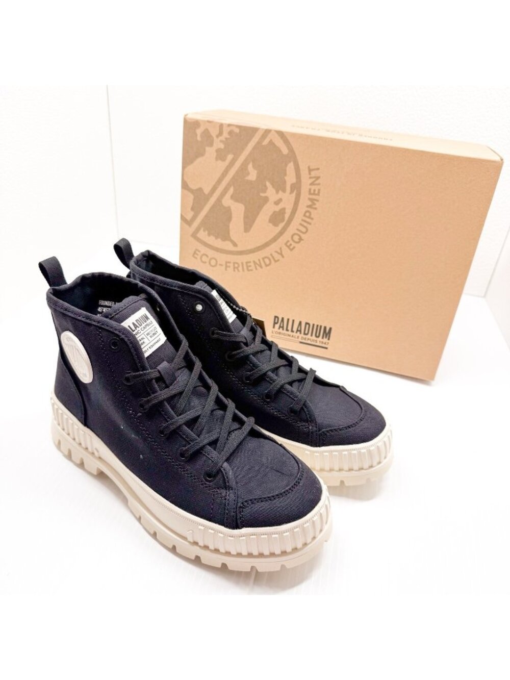 Palladium Pallashock Org 2 Sneakers Men 8 Black Eco Friendly Canvas High Top Boo